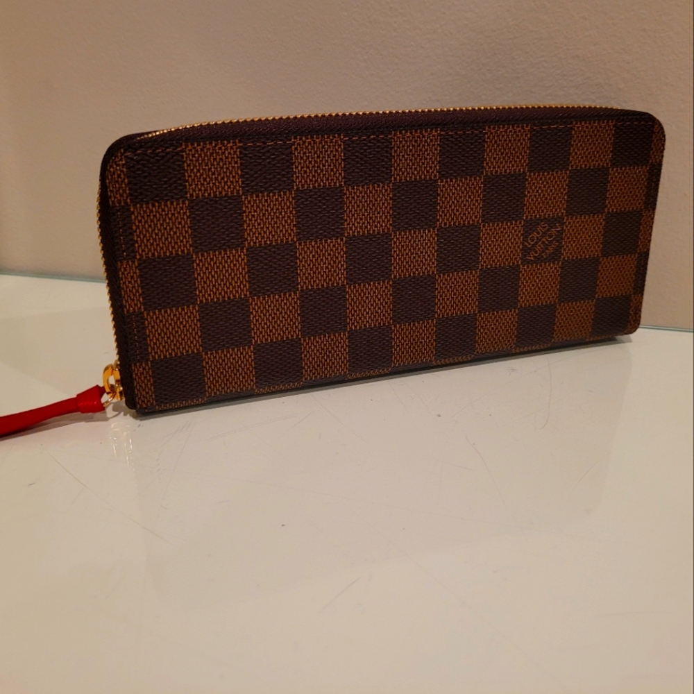 Louis Vuitton Clemence wallet in Damier Check with cherry lining